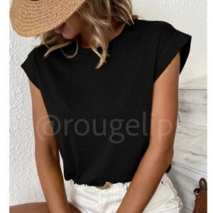 Black Crew Neck Muscle Tee Top